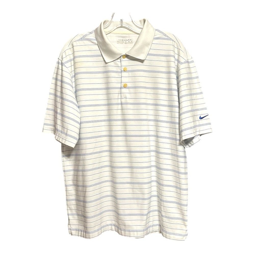 Nike Golf Men's White Striped Polo Shirt M
